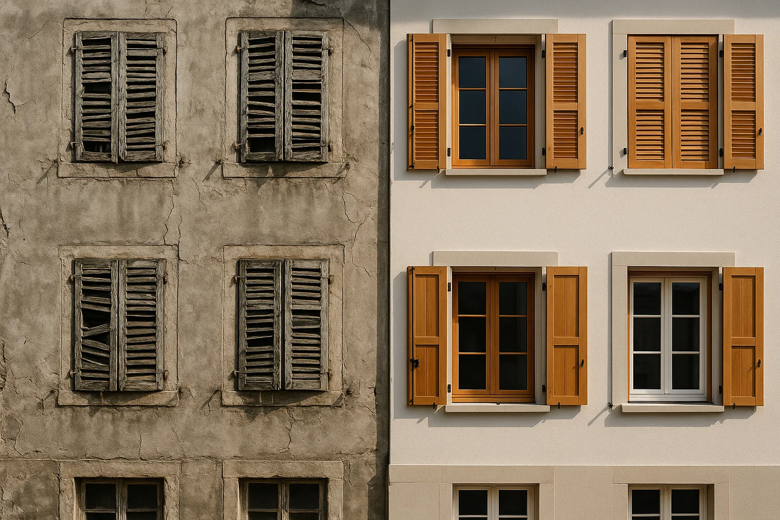 Façade avant et après rénovation